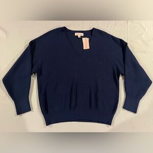 Philosophy Navy V-Neck Ribbed Knit Sweater NWT Size Medium